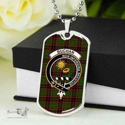 Scottish Buchan Clan Tartan Dog Tag Necklace - Crest Classic Scottish Plaid Tartan Plaid