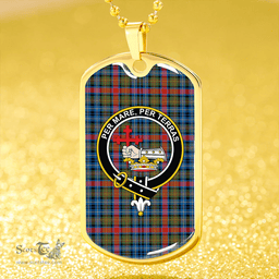 ScottishPlaid MacDonald of P.E. Island (Donald of P.E. Island) Ancient Clan Tartan Dog Tag Necklace - Crest Classic Scottish Plaid Tartan Plaid