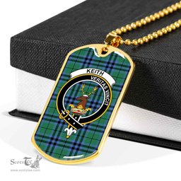 Scottish Keith Clan Tartan Dog Tag Necklace - Crest Classic Scottish Plaid Tartan Plaid