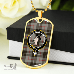 ScottishPlaid Thomson Grey #2 (Thompson Grey #2) Weathered Clan Tartan Dog Tag Necklace - Crest Classic Scottish Plaid Tartan Plaid