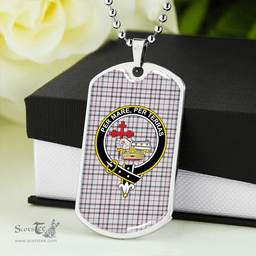 ScottishPlaid MacLeod, Wedding (Personal) (MacDougal Arisaid) Weathered Clan Tartan Dog Tag Necklace - Crest Classic Scottish Plaid Tartan Plaid