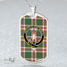 ScottishPlaid Robertson Dress Ancient Clan Tartan Dog Tag Necklace - Crest Classic Scottish Plaid Tartan Plaid