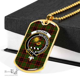 Scottish Buchan Clan Tartan Dog Tag Necklace - Crest Classic Scottish Plaid Tartan Plaid