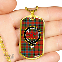 ScottishPlaid MacDuff Ancient Clan Tartan Dog Tag Necklace - Crest Classic Scottish Plaid Tartan Plaid
