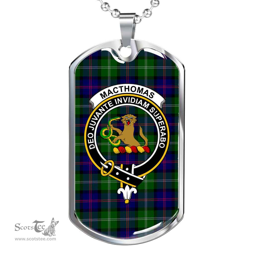Scottish MacThomas Clan Tartan Dog Tag Necklace - Crest Classic Scottish Plaid Tartan Plaid