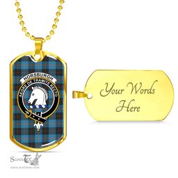 Scottish Horsburgh Clan Tartan Dog Tag Necklace - Crest Classic Scottish Plaid Tartan Plaid