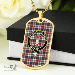 ScottishPlaid Robertson Dress #2 Modern Clan Tartan Dog Tag Necklace - Crest Classic Scottish Plaid Tartan Plaid
