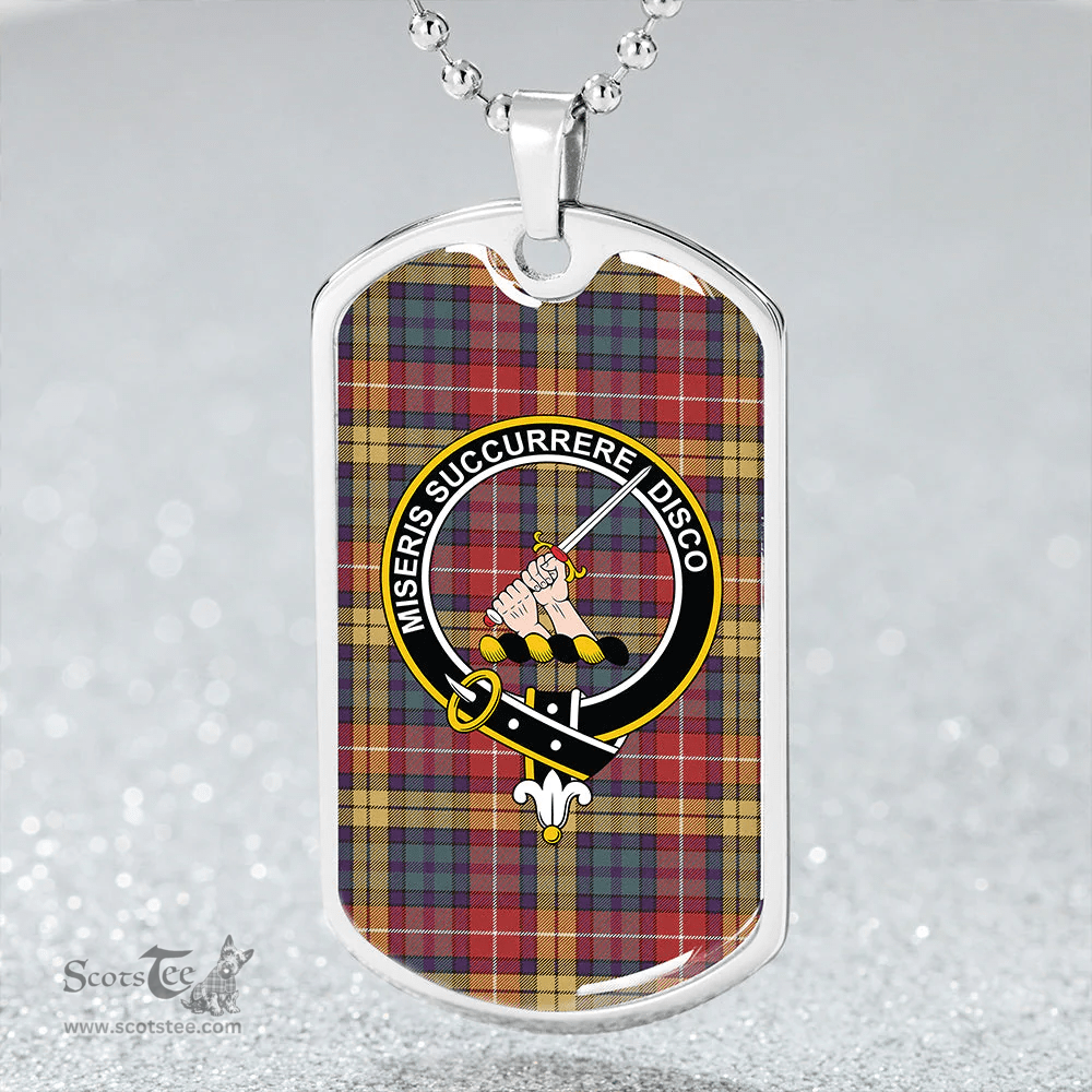 ScottishPlaid MacMillan #2 Weathered Clan Tartan Dog Tag Necklace - Crest Classic Scottish Plaid Tartan Plaid