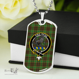 ScottishPlaid MacFie Hunting (MacPhee Hunting) Ancient Clan Tartan Dog Tag Necklace - Crest Classic Scottish Plaid Tartan Plaid