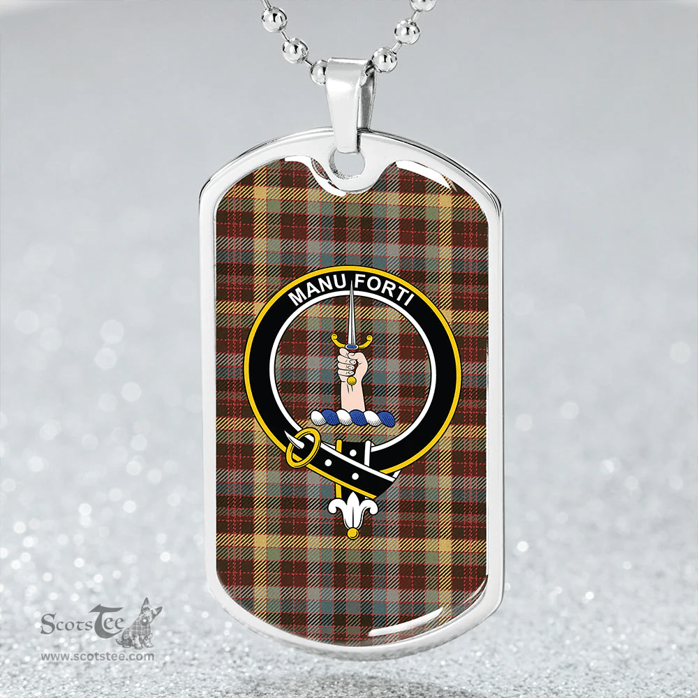 ScottishPlaid MacKay of Strathnaver Weathered Clan Tartan Dog Tag Necklace - Crest Classic Scottish Plaid Tartan Plaid