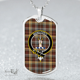 ScottishPlaid MacKay of Strathnaver Weathered Clan Tartan Dog Tag Necklace - Crest Classic Scottish Plaid Tartan Plaid