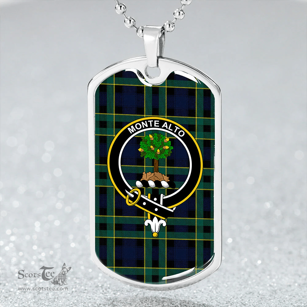 ScottishPlaid Mowat Modern Clan Tartan Dog Tag Necklace - Crest Classic Scottish Plaid Tartan Plaid