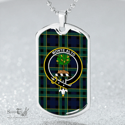 ScottishPlaid Mowat Modern Clan Tartan Dog Tag Necklace - Crest Classic Scottish Plaid Tartan Plaid