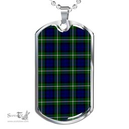 Scottish Forbes Modern Clan Tartan Dog Tag Necklace - Classic Scottish Plaid Tartan Plaid
