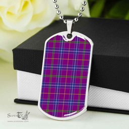 Scottish Jackson Clan Tartan Dog Tag Necklace - Classic Scottish Plaid Tartan Plaid