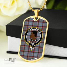 ScottishPlaid Stirling and Bannockburn Weathered Clan Tartan Dog Tag Necklace - Crest Classic Scottish Plaid Tartan Plaid