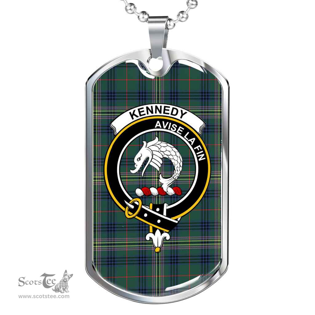 Scottish Kennedy Clan Tartan Dog Tag Necklace - Crest Classic Scottish Plaid Tartan Plaid