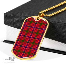 Scottish MacRae Modern Clan Tartan Dog Tag Necklace - Classic Scottish Plaid Tartan Plaid