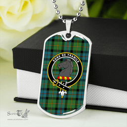 ScottishPlaid Tait Ancient Clan Tartan Dog Tag Necklace - Crest Classic Scottish Plaid Tartan Plaid