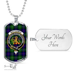 Scottish MacThomas Clan Tartan Dog Tag Necklace - Crest Classic Scottish Plaid Tartan Plaid