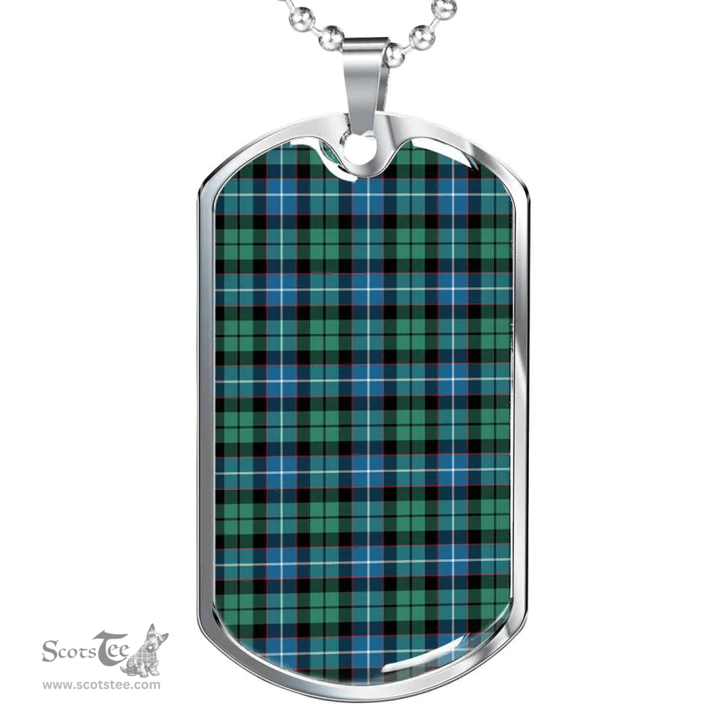 Scottish Galbraith Ancient Clan Tartan Dog Tag Necklace - Classic Scottish Plaid Tartan Plaid