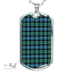 Scottish Galbraith Ancient Clan Tartan Dog Tag Necklace - Classic Scottish Plaid Tartan Plaid