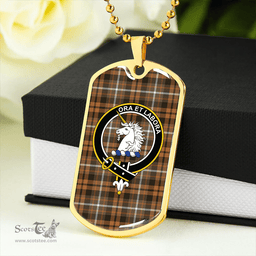 ScottishPlaid Ramsay Orange Weathered Clan Tartan Dog Tag Necklace - Crest Classic Scottish Plaid Tartan Plaid