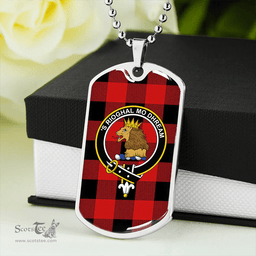 ScottishPlaid MacGregor Rob Roy (Gregor Red & Black) Modern Clan Tartan Dog Tag Necklace - Crest Classic Scottish Plaid Tartan Plaid