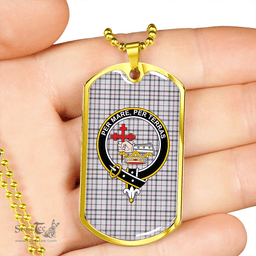 ScottishPlaid MacLeod, Wedding (Personal) (MacDougal Arisaid) Weathered Clan Tartan Dog Tag Necklace - Crest Classic Scottish Plaid Tartan Plaid