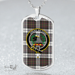 ScottishPlaid MacLaren Dress #2 Weathered Clan Tartan Dog Tag Necklace - Crest Classic Scottish Plaid Tartan Plaid
