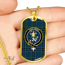 ScottishPlaid Murray of Elibank Modern Clan Tartan Dog Tag Necklace - Crest Classic Scottish Plaid Tartan Plaid