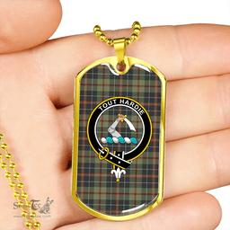 ScottishPlaid MacHardy Black Weathered Clan Tartan Dog Tag Necklace - Crest Classic Scottish Plaid Tartan Plaid