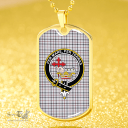ScottishPlaid MacLeod, Wedding (Personal) (MacDougal Arisaid) Weathered Clan Tartan Dog Tag Necklace - Crest Classic Scottish Plaid Tartan Plaid
