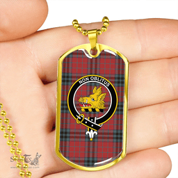 ScottishPlaid MacTavish 1850 Variant (Smiths) Weathered Clan Tartan Dog Tag Necklace - Crest Classic Scottish Plaid Tartan Plaid