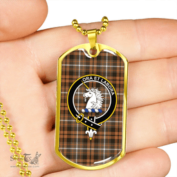 ScottishPlaid Ramsay Orange Weathered Clan Tartan Dog Tag Necklace - Crest Classic Scottish Plaid Tartan Plaid