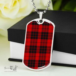 Scottish MacLeod of Raasay Clan Tartan Dog Tag Necklace - Classic Scottish Plaid Tartan Plaid