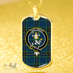 ScottishPlaid Murray of Elibank Modern Clan Tartan Dog Tag Necklace - Crest Classic Scottish Plaid Tartan Plaid