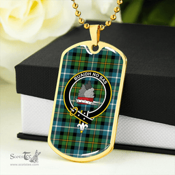ScottishPlaid MacNeil of Barra (MacNeil/MacNeill) Ancient Clan Tartan Dog Tag Necklace - Crest Classic Scottish Plaid Tartan Plaid