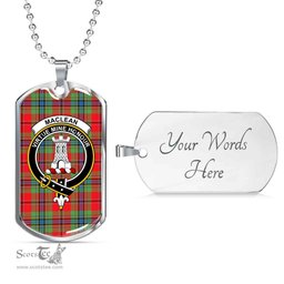 Scottish MacLean Clan Tartan Dog Tag Necklace - Crest Classic Scottish Plaid Tartan Plaid