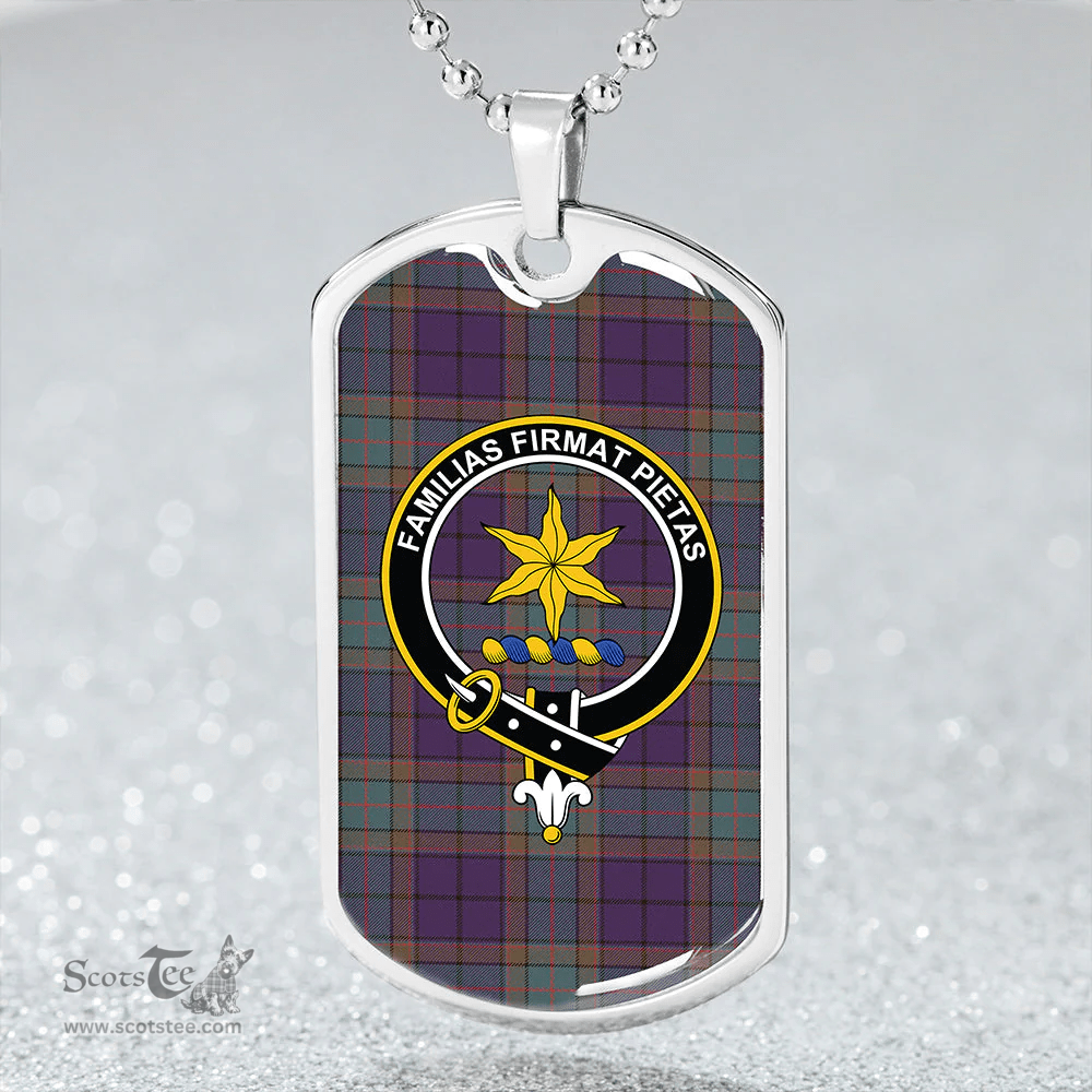 ScottishPlaid Wardlaw Weathered Clan Tartan Dog Tag Necklace - Crest Classic Scottish Plaid Tartan Plaid