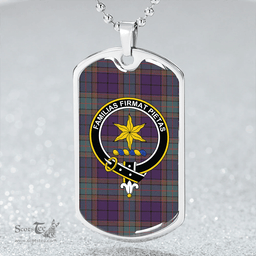 ScottishPlaid Wardlaw Weathered Clan Tartan Dog Tag Necklace - Crest Classic Scottish Plaid Tartan Plaid