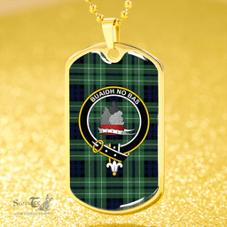 ScottishPlaid MacNeil of Colonsay (MacNeil of Barra of Colonsay) Modern Clan Tartan Dog Tag Necklace - Crest Classic Scottish Plaid Tartan Plaid