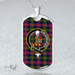 ScottishPlaid MacLennan Clan Tartan Dog Tag Necklace - Crest Classic Scottish Plaid Tartan Plaid