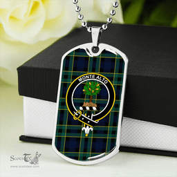 ScottishPlaid Mowat Modern Clan Tartan Dog Tag Necklace - Crest Classic Scottish Plaid Tartan Plaid