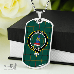ScottishPlaid Marr Modern Clan Tartan Dog Tag Necklace - Crest Classic Scottish Plaid Tartan Plaid