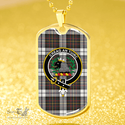 ScottishPlaid MacLaren Dress #2 Weathered Clan Tartan Dog Tag Necklace - Crest Classic Scottish Plaid Tartan Plaid