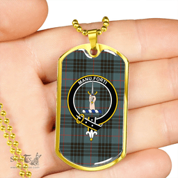 ScottishPlaid MacKay Blue (Vestiarium Scoticum) Weathered Clan Tartan Dog Tag Necklace - Crest Classic Scottish Plaid Tartan Plaid