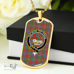 ScottishPlaid MacDonald of Boisdale (Donald Boisdale) Ancient Clan Tartan Dog Tag Necklace - Crest Classic Scottish Plaid Tartan Plaid