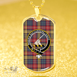 ScottishPlaid MacMillan #2 Weathered Clan Tartan Dog Tag Necklace - Crest Classic Scottish Plaid Tartan Plaid
