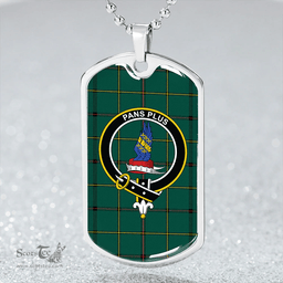 ScottishPlaid Marr Modern Clan Tartan Dog Tag Necklace - Crest Classic Scottish Plaid Tartan Plaid